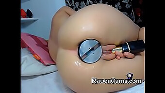 Aroused Webcam Model Inserts A Huge Anal Toy Into Her Snug, Soft Rear End