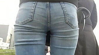 Jeans And Butt Exposed In Public