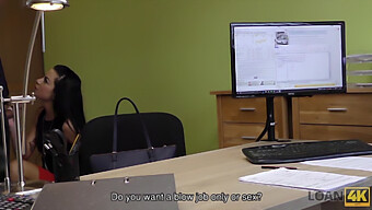 Inga Devil, A Long-Haired Brunette, Visits A Petite Loan Company