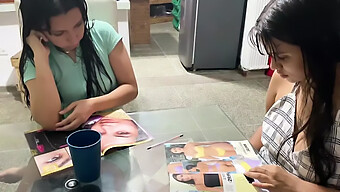 Uma Jovem Amadora Fica Excitada Folheando Revistas Com Uma Amiga, Levando A Sexo Lésbico Apaixonado E Orgasmo Mútuo